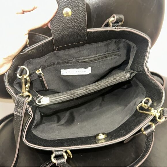 LC Black Pebbled Faux Leather Ingrid Mini Shopper Tote Crossbody Bag - Picture 3 of 16